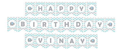 Elephant Theme Birthday Party Banner for Decoration