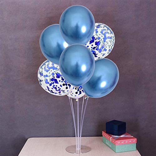 Balloons Stand KIT Table Decorations, 2 Set with 16 PCS Balloons and Confetti Balloons (Blue)