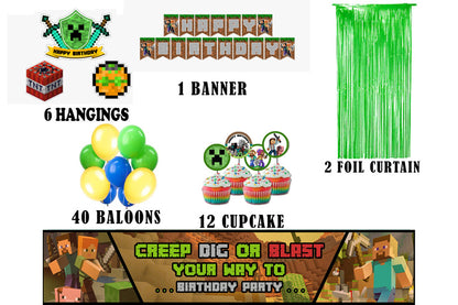 Minecraft Theme Birthday Party Decoration Kit