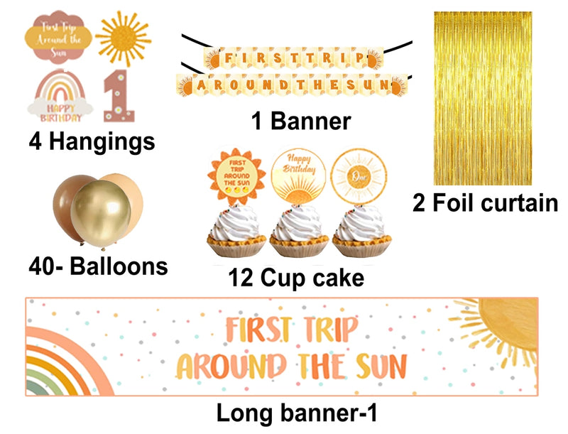 First Trip Around the Sun Theme Birthday Party Decoration Kit