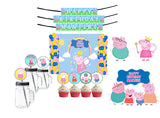 Peppa Pig Theme Birthday Party Combo Kit with Backdrop & Decorations