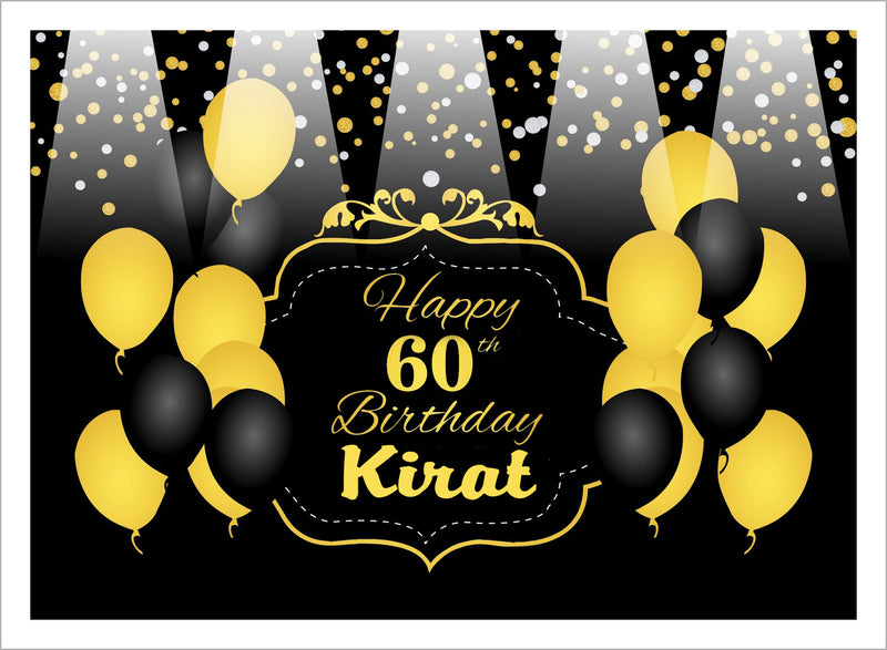Personalize 60th Birthday Black balloons Party Backdrop Banner