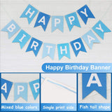 Happy Birthday Banner, Happy Birthday Banners with Blue Latex Balloons/Confetti Balloons, Blue Happy Birthday Bunting Banners for Girls Boys 1st 18th 21st 30th Any Ages Birthday Party Decorations