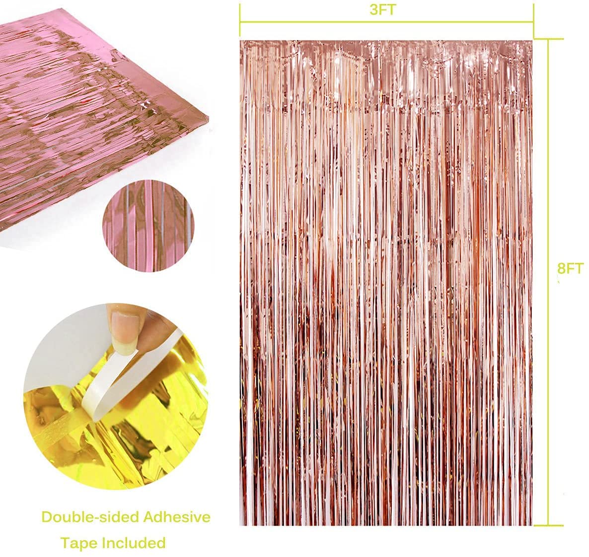 Birthday Party Decorations Kit Happy Birthday Balloons Banner, Heart & Star Foil Balloons, Latex Balloons and Confetti Balloons, Metallic Foil Fringe Curtains Photo Backdrop (Rose Gold)