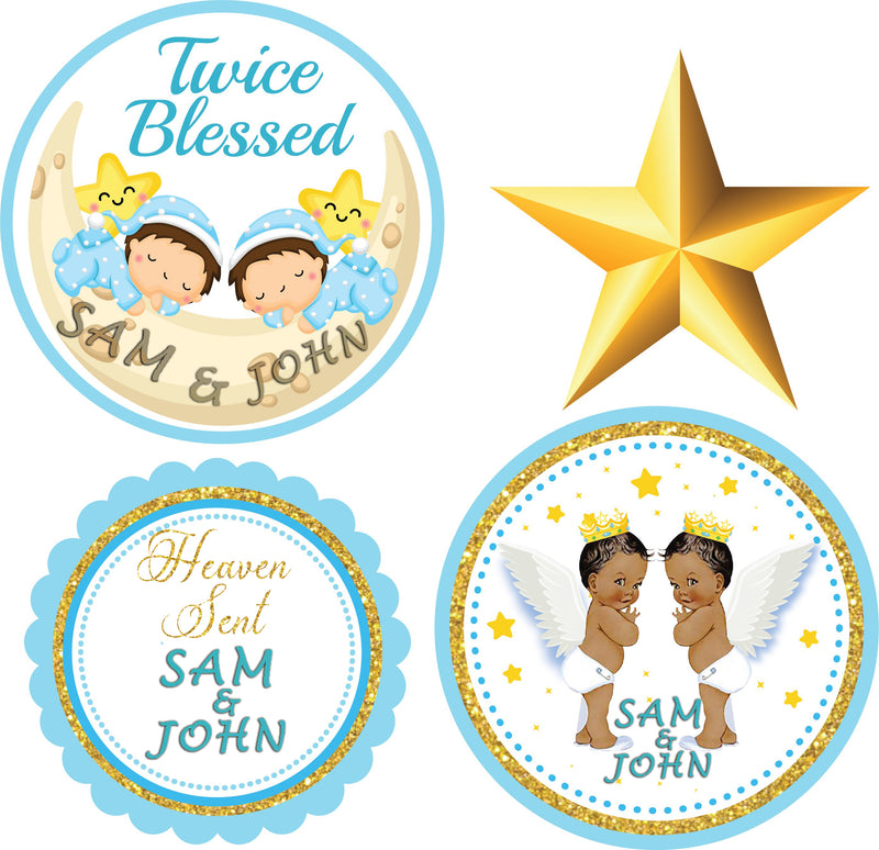 Twin Boys Theme Birthday Party Cutouts