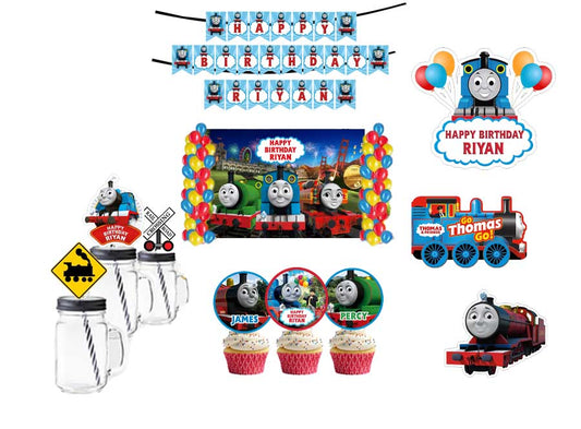 Thomas & Friends Theme Birthday Party Combo Kit with Backdrop & Decorations