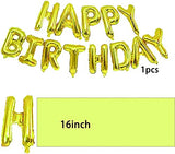 Happy Birthday Party Decoration Balloon Supplies Set, Crown, Banner, Star Aluminum Balloon, Golden Confetti Balloon and Latex Balloon