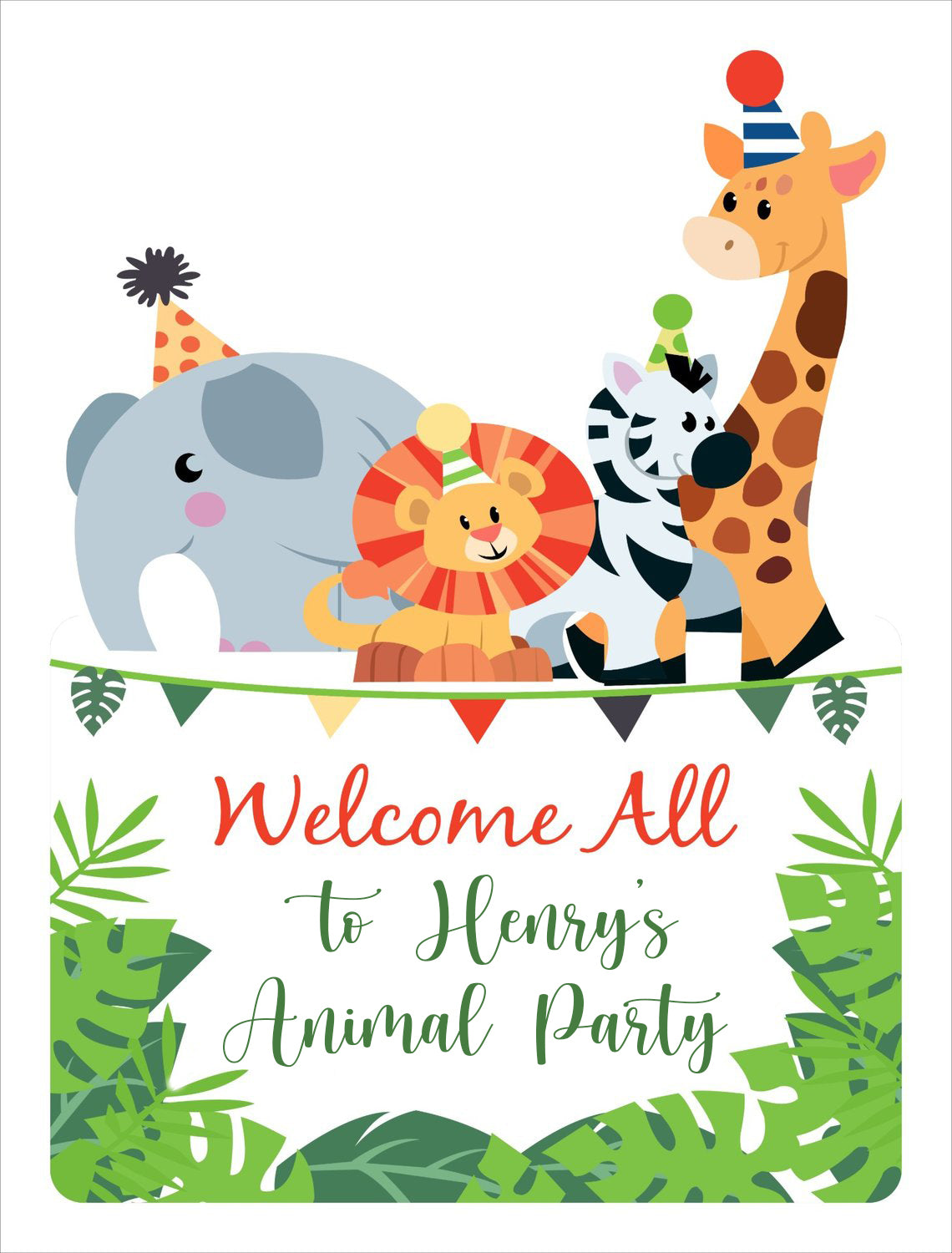Jungle Theme Birthday Party Welcome Board