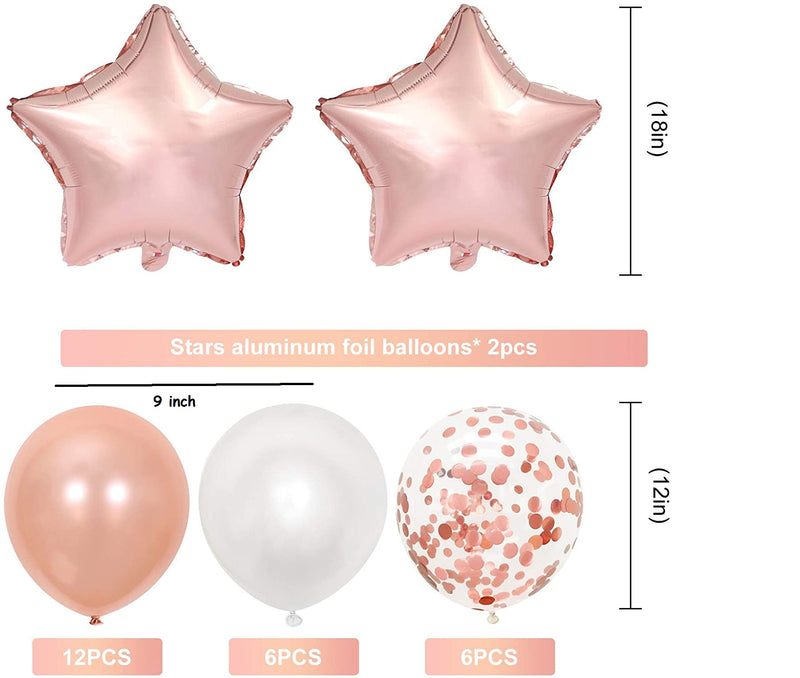 16 Inch Rose Gold Number 5 Balloon, Large Helium Balloon Birthday Party Decorations for Girls, Rose Gold Latex Balloons, 2 Year Party Supplies for Baby Shower Birthday Celebration