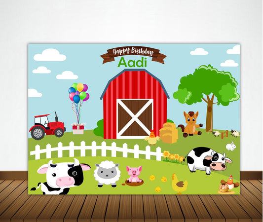 Farm Animals Theme Birthday Party Backdrop
