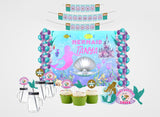 Mermaid Theme Birthday Complete Party Kit with Backdrop & Decorations