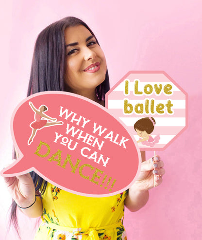 Ballerina Theme Birthday Party Photo Booth Props Kit