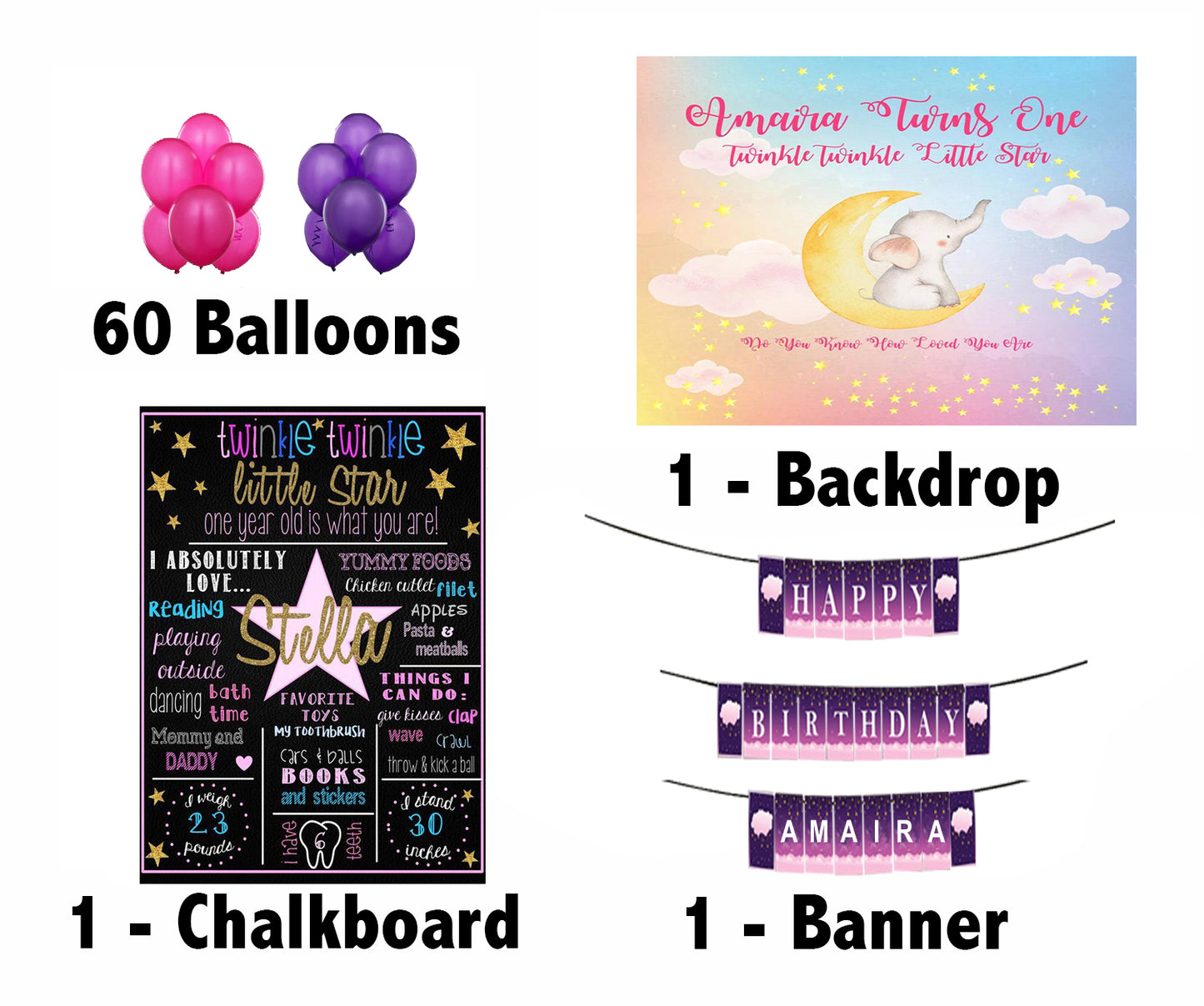Twinkle Twinkle Little Star Girl Birthday Party Personalized Complete Kit