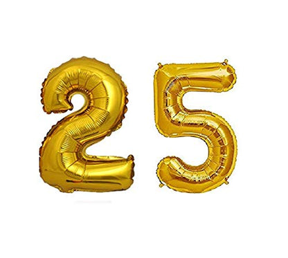 25th Anniversary Gold Foil Letters Balloons combo kit