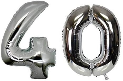 40 Silver Number Foil Balloon 16 inch