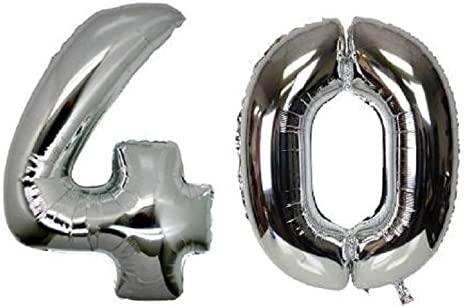 40 Silver Number Foil Balloon 16 inch