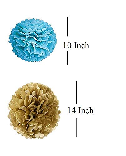 Blue Birthday Decorations Set -Happy Birthday Banner,Latex Balloons, Pompoms Flowers, Star And Heart Foil Balloons