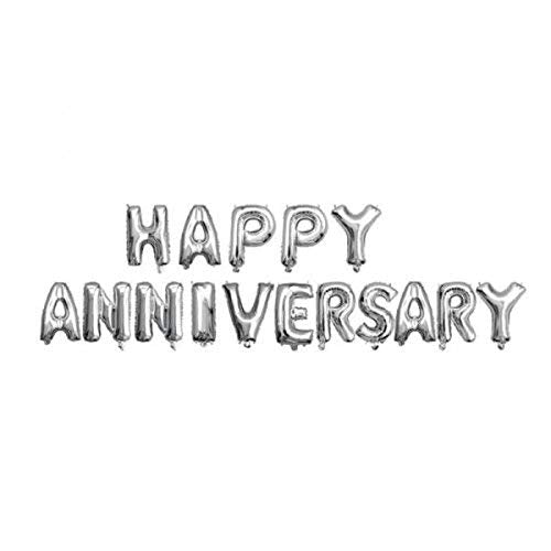 Happy Anniversary Silver Foil Letters Balloons For Anniversary Celebrations
