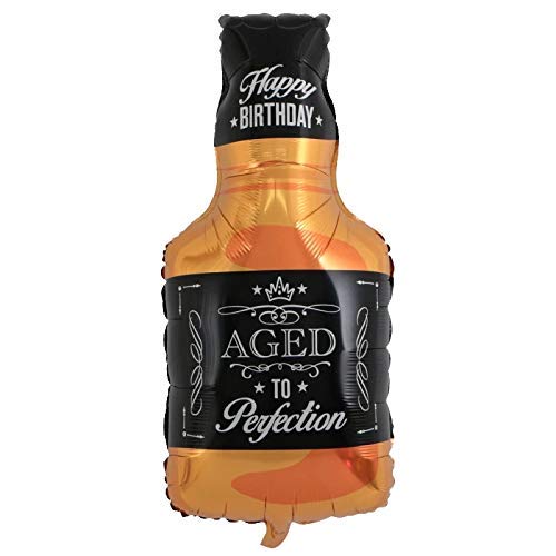 Aged To Perfection Whiskey Bottle & Cheers Super Shape Mylar Foil Balloon