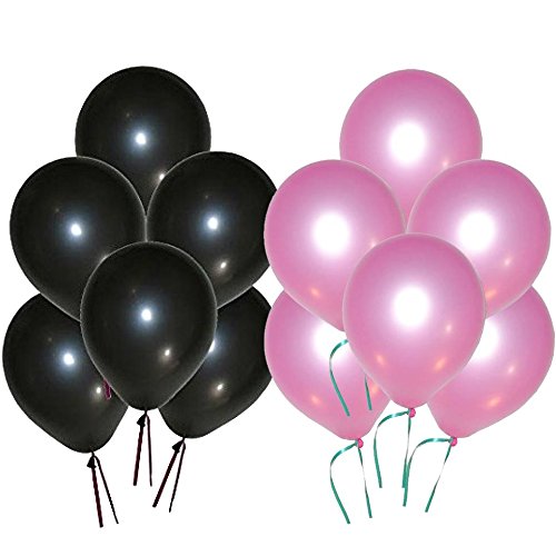 Black And Pink Latex Balloon For Birthday Parties, Anniversary Party, Bachelor Parties, Sweet Sixteen Birthday.