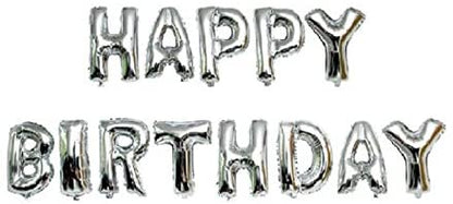 Silver Happy Birthday Foil Mylar 16 Inch Large Aluminum Balloon Banner For Kids And Adults Party Decorations