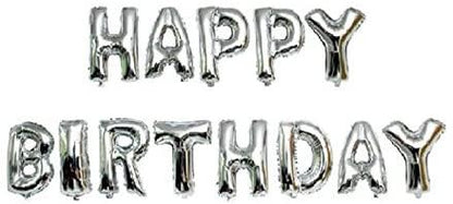 Shark Birthday Party Decoration – Combo Pack Of 50, Silver Happy Birthday Foil Banner & Silver And Blue Shark Theme Decoration Items
