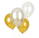 Birthday Decoration Banner & Balloons(Golden White And Silver)