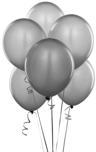 Metallic Balloons 9 Inch Thick Silver Latex Balloon Pack Of 50 For Birthday, Anniversary Parties