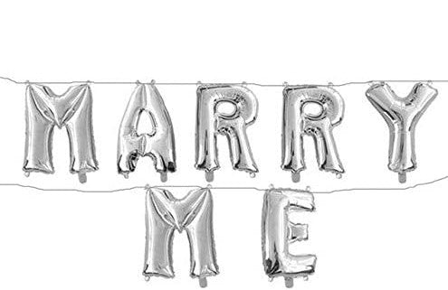 16 Inch Marry Me Silver Letter Foil Balloon -Valentine Day ,Propose Day Decorations