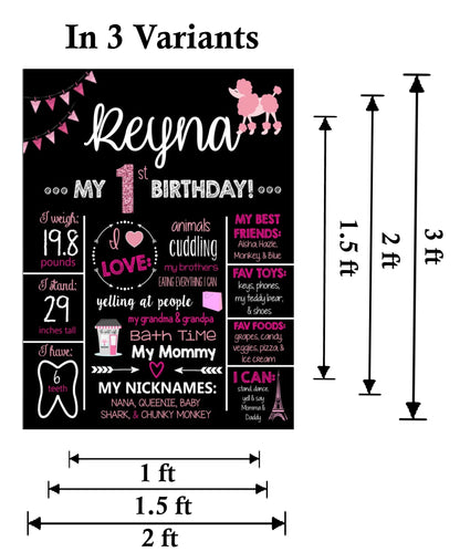 Paris Theme Customized Chalkboard/Milestone Board for Kids Birthday Party