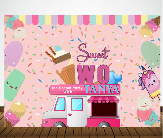 Two Sweet Theme Birthday Party Backdrop 
