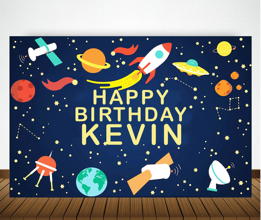 Space Theme Birthday Party Backdrop