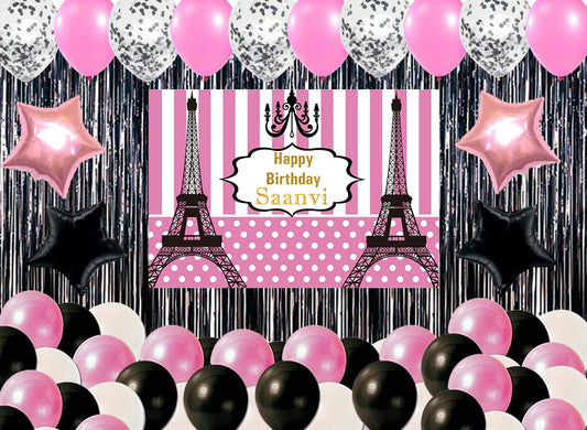 Oh La La Paris Theme Birthday Complete Party Kit with Backdrop & Decorations