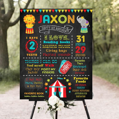 Carnival Theme Customized Chalkboard/Milestone Board for Kids Birthday Party