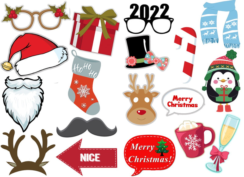 Christmas Decorations Photo Booth Props Decoration Party (Pack Of 18)