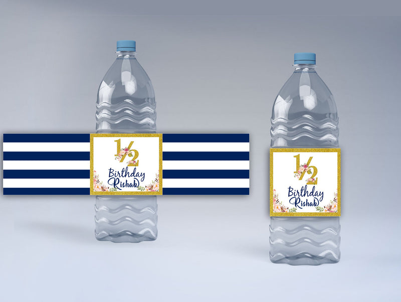 Half Birthday Party  Water Bottle Labels