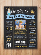 Prince Theme Customized Chalkboard Milestone Board for Kids Birthday Party