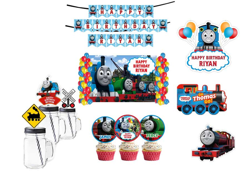 Thomas & Friends Theme Birthday Party Combo Kit with Backdrop & Decorations