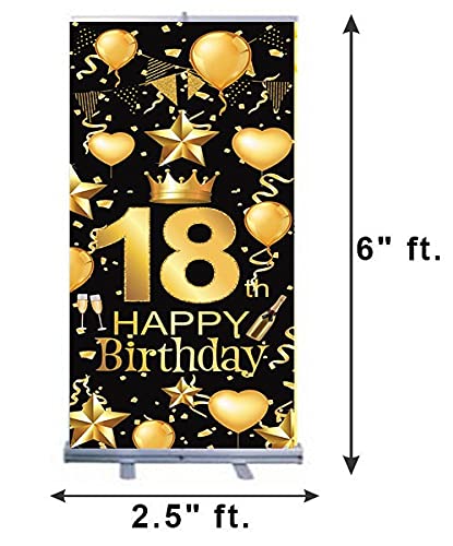 18th Birthday Customized Welcome Banner Roll up Standee (with stand)