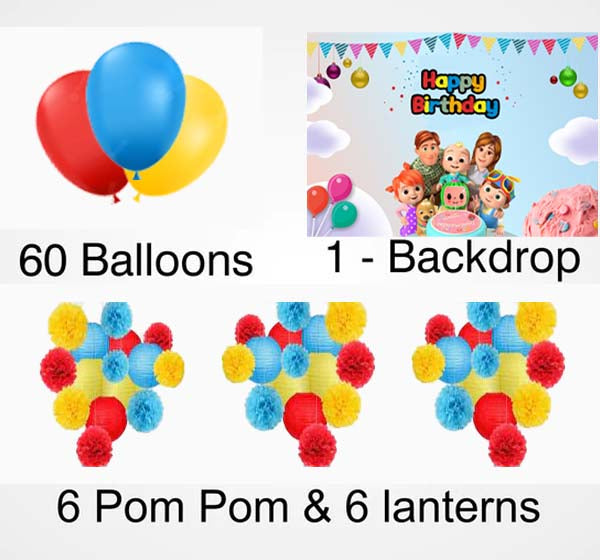 Cocomelon Theme Birthday Party Complete Decoration Kit