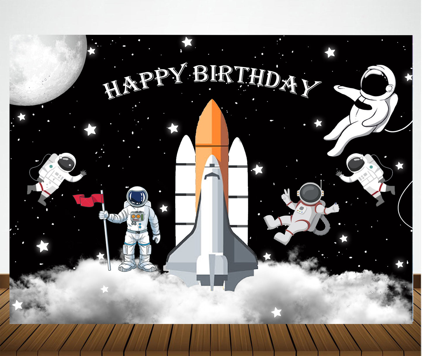 Space Theme Birthday Party Backdrop