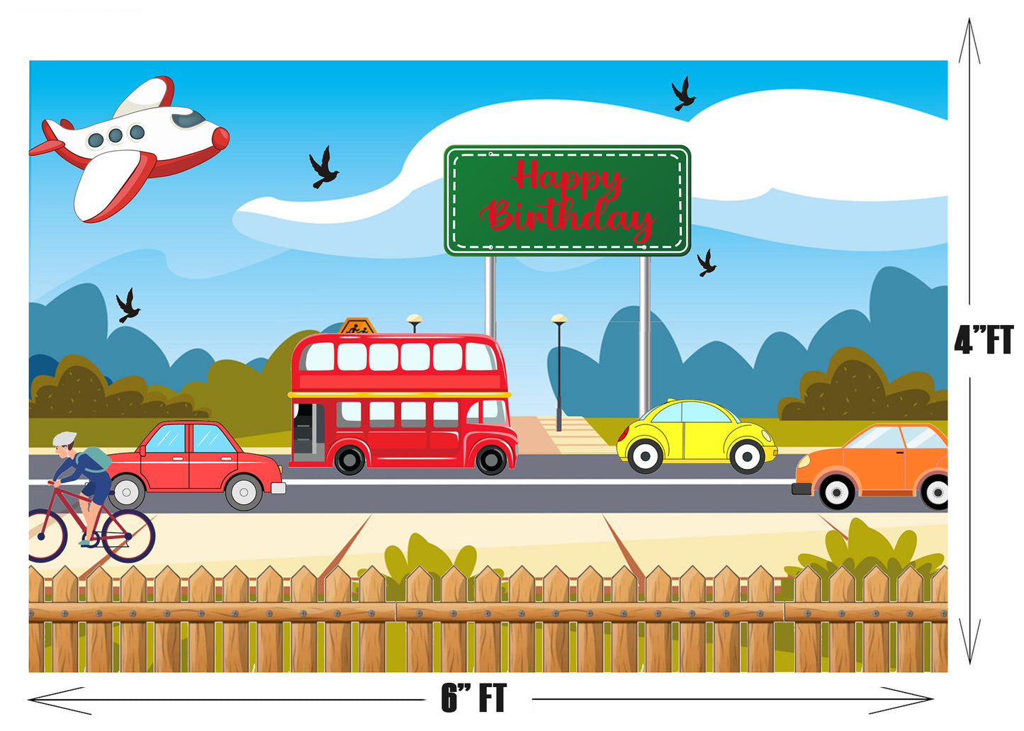 Transport Theme Birthday  Backdrop Banner for Decoration