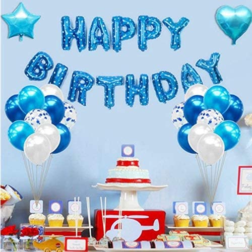 Happy Birthday Balloon Banners Blue Alphabet Birthday Balloons Banner Boys Teen Boys Birthday Party Balloons Decoration