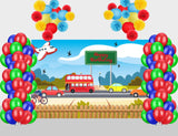 Transport Theme Decoration Kit With Backdrop and Balloons