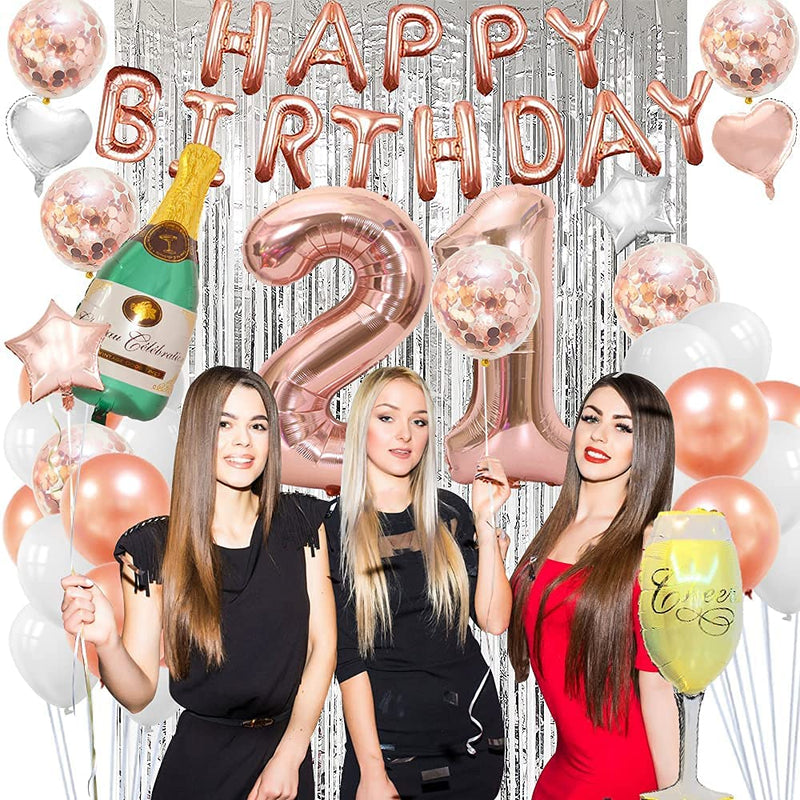 21st Birthday Decorations for Women 21 Birthday Balloons 21 Birthday D ...