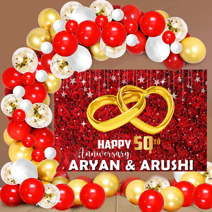 50th Anniversary  Party Decoration Kit with Backdrop & Balloons