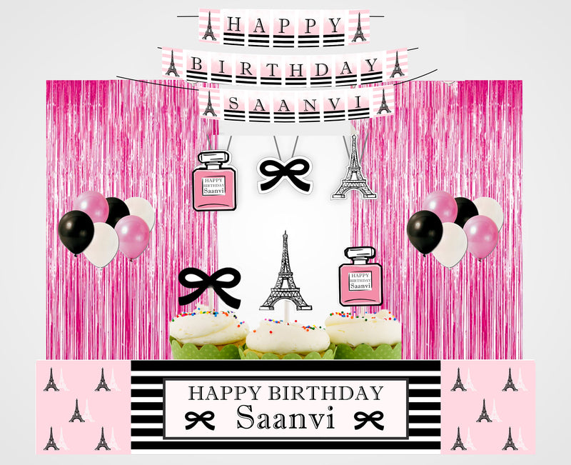 Oh La La Paris Theme Birthday Complete Party Kit with Backdrop & Decorations