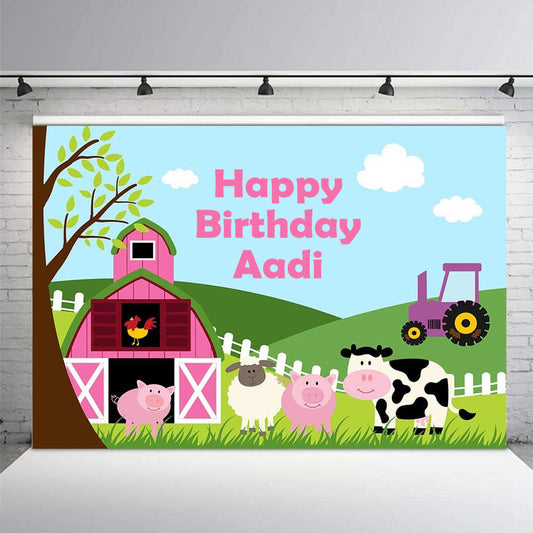 Farm Animals Theme Birthday Party Backdrop