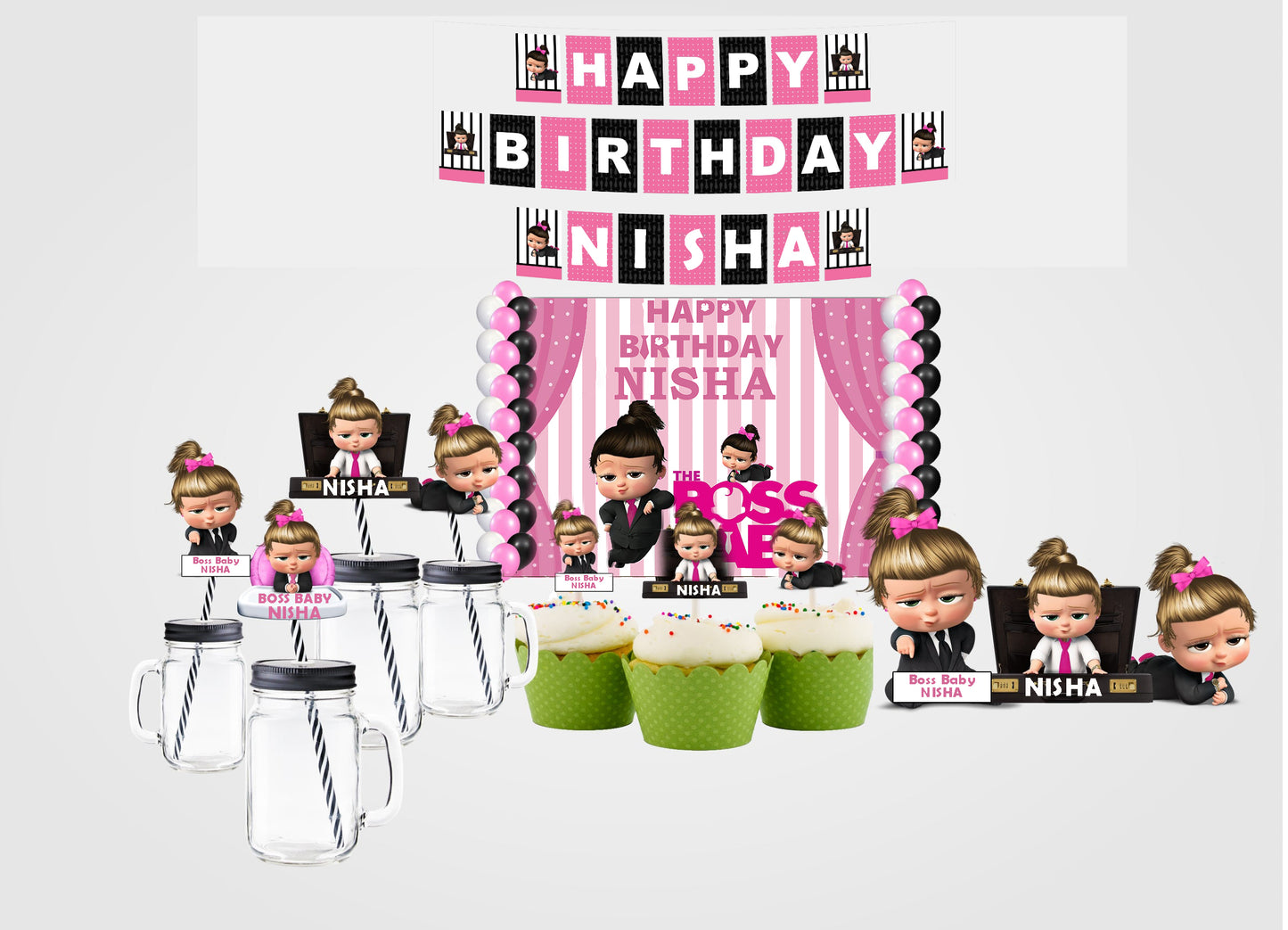 Boss Baby Girl Theme Birthday Party Decoration Kit 