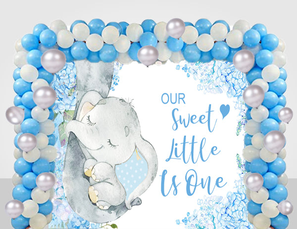 Elephant Theme Birthday Party Decoration kit with Backdrop & Balloons